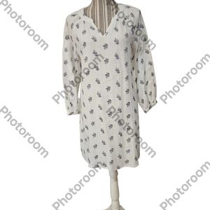 C&C California Harlow LongSleeve Cotton Gauze Black FloralPrint MiniDress SizeXS